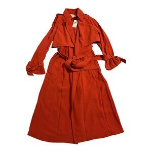 Michael Kors Modern Belted Orange Trench Coat Womens Size M NWT $275 MSRP